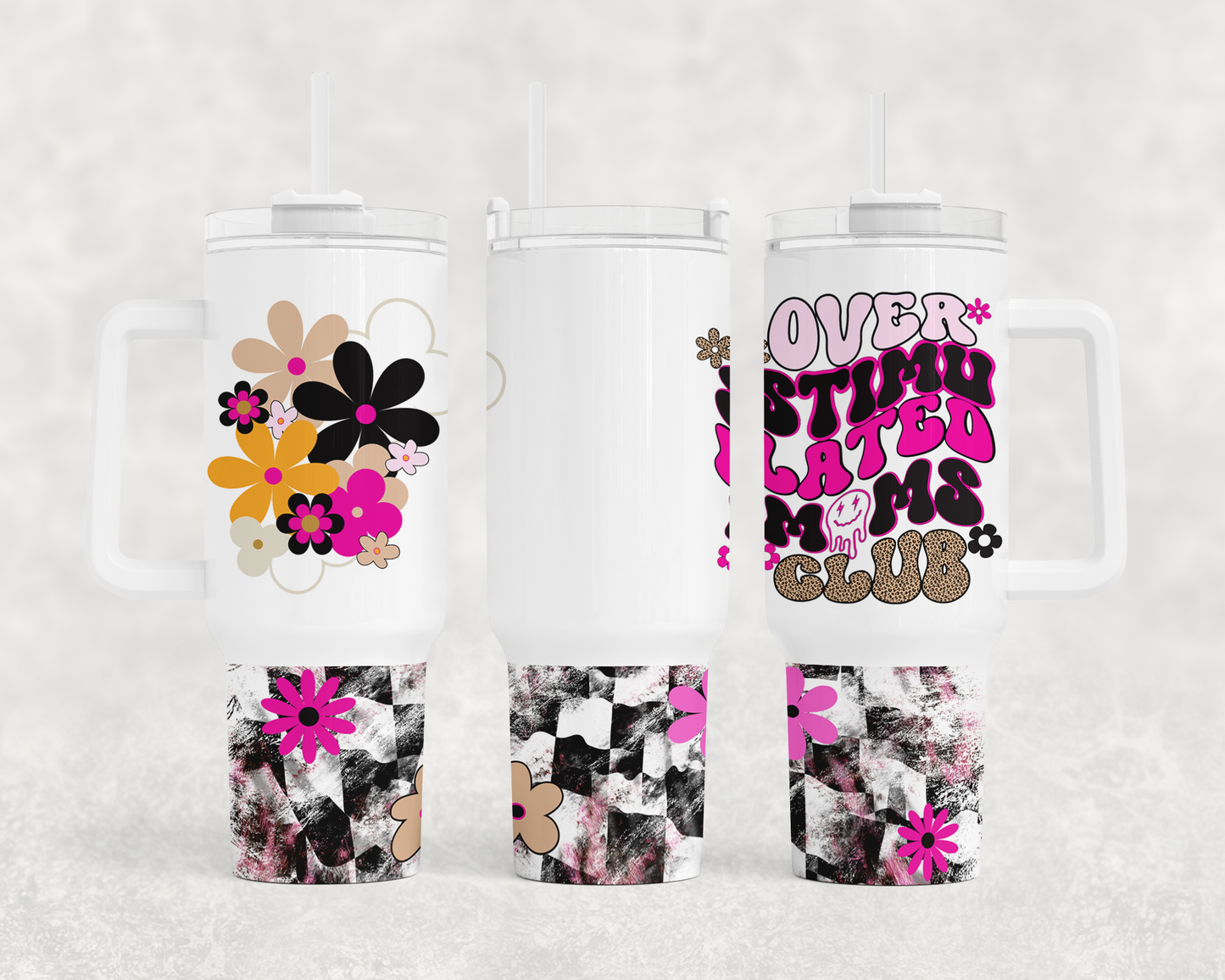 Overstimulated Mom Club - 40oz Handle Tumbler - Sublimation or Waterslide Wrap