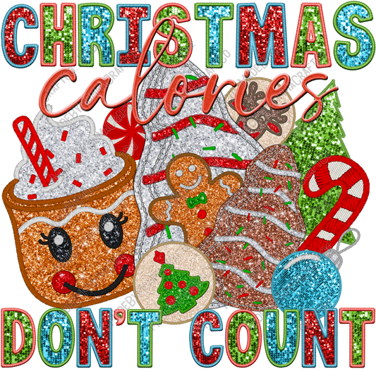 Christmas Calories - Faux Embroidery - Cheat Clear Waterslide™ or White Cast Sticker