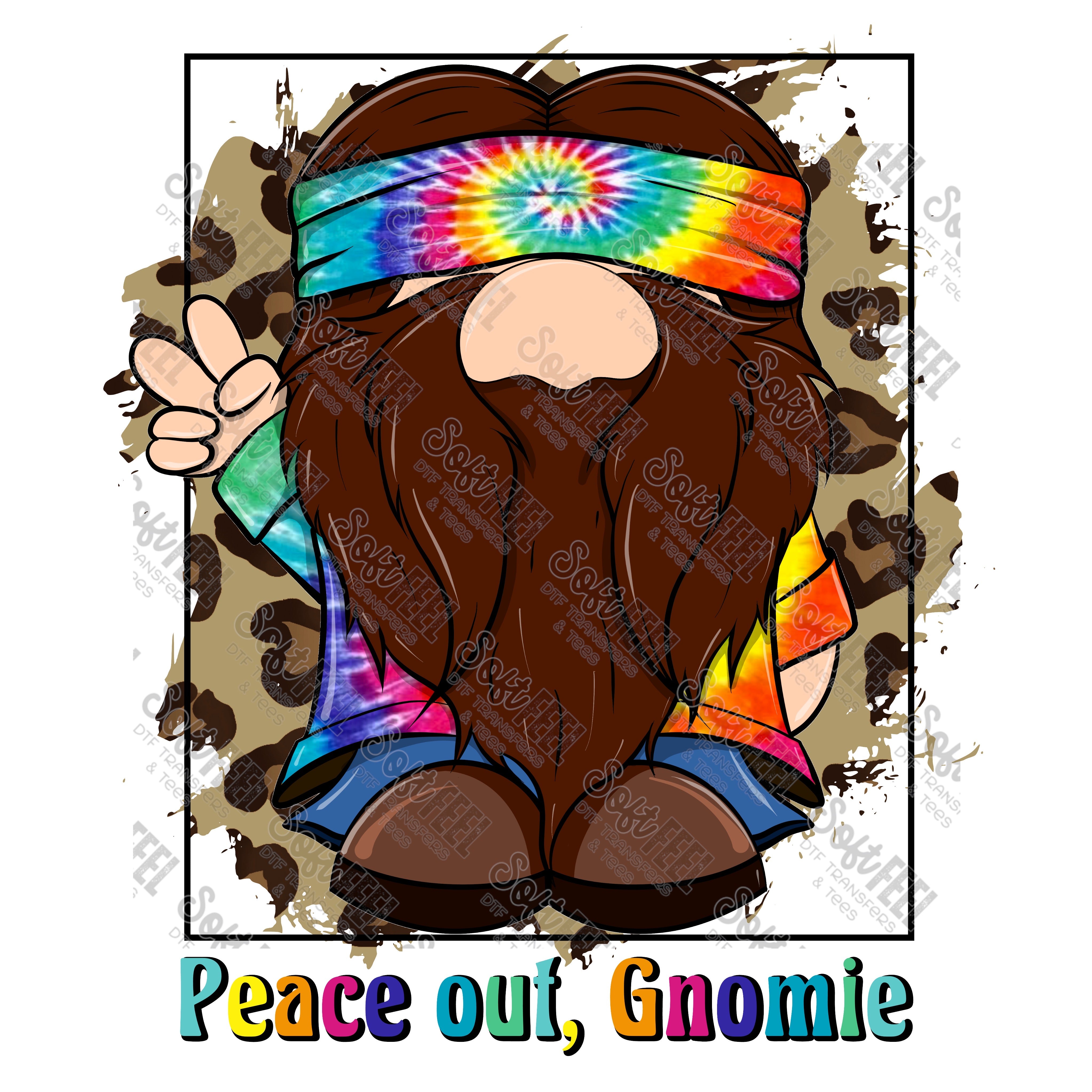 Peace Out Gnomie - Hippie Gypsy / Women&#39;s - Direct To Film Transfer / DTF - Heat Press Clothing Transfer