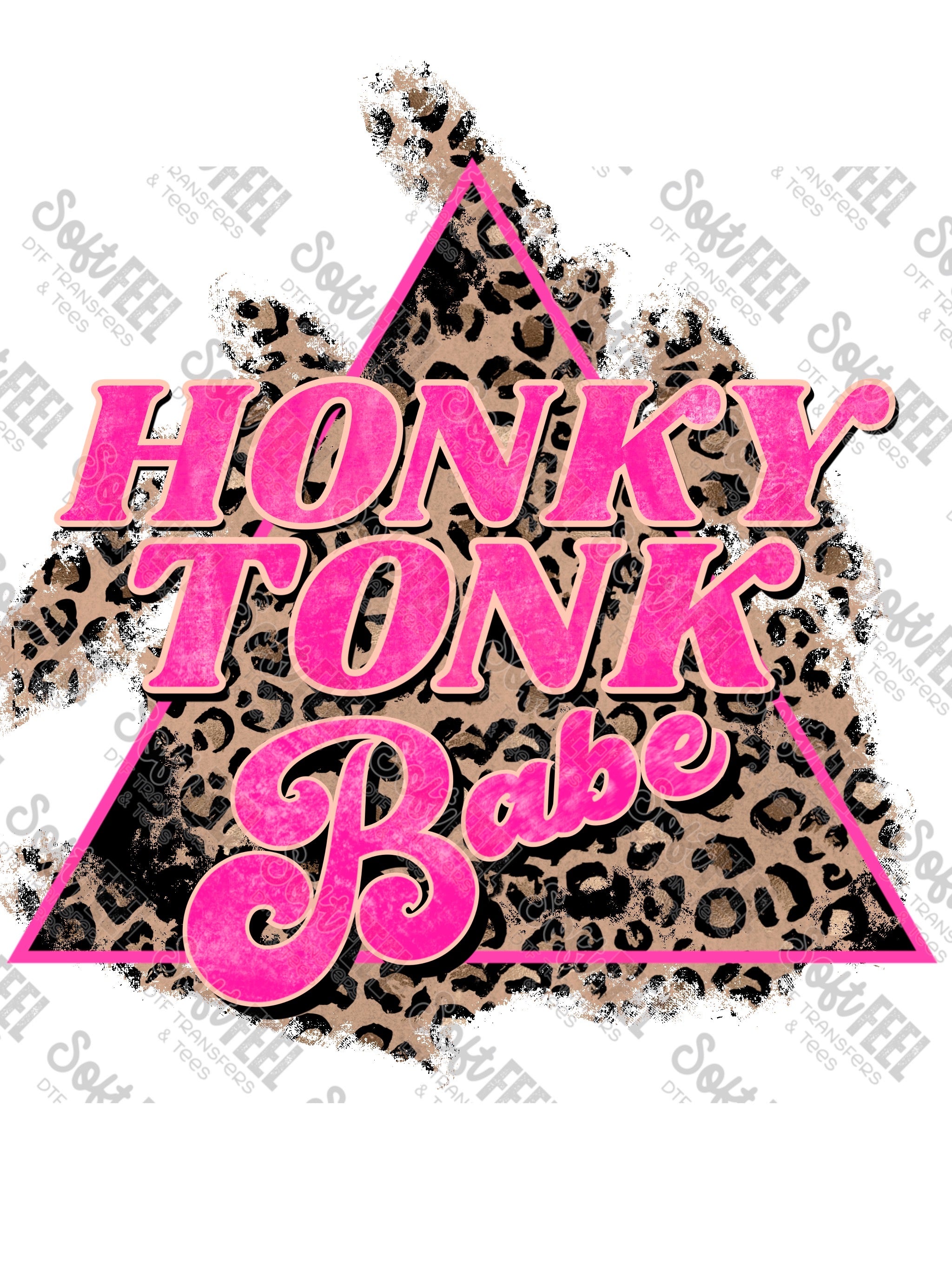 Pink Leopard Honky Tonk Babe - Women&#39;s / Summer / Country Western / Retro - Direct To Film Transfer / DTF - Heat Press Clothing Transfer