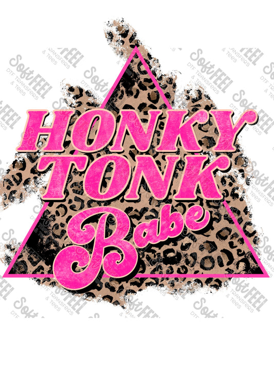 Pink Leopard Honky Tonk Babe - Women's / Summer / Country Western / Retro - Direct To Film Transfer / DTF - Heat Press Clothing Transfer