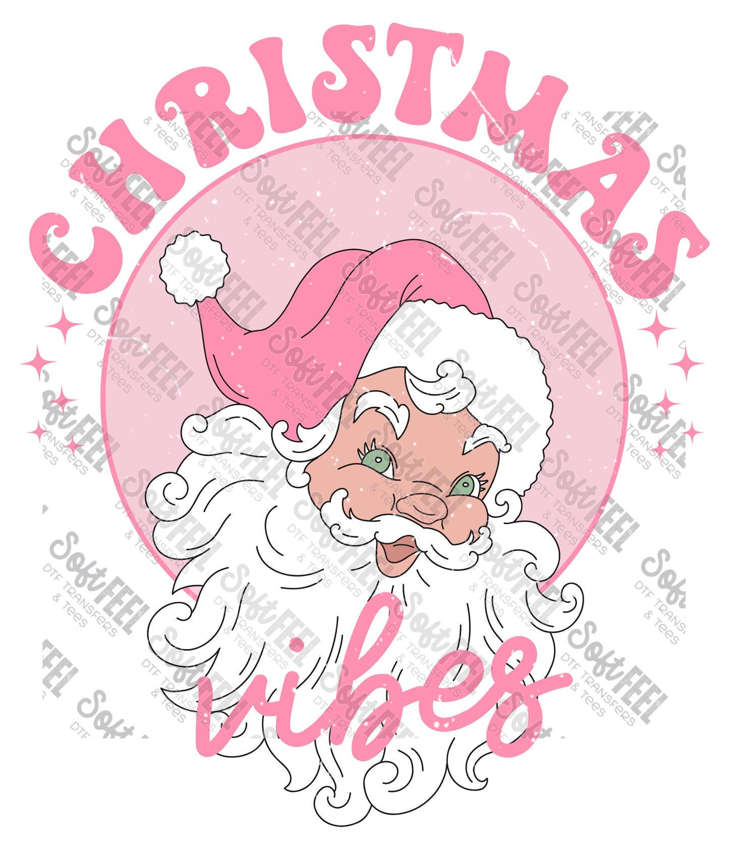 Pink Santa Retro - Christmas - Direct To Film Transfer / DTF - Heat Press Clothing Transfer