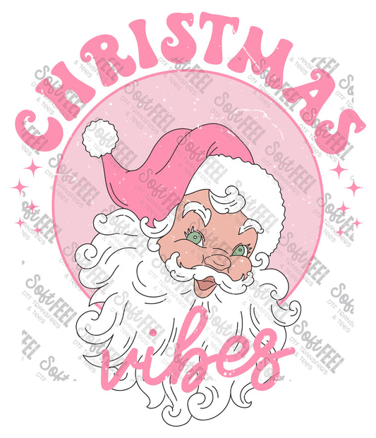 Pink Santa Retro - Christmas - Direct To Film Transfer / DTF - Heat Press Clothing Transfer