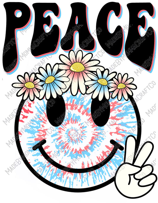 Peace Retro Daisy Smiley Face - Cheat Clear Waterslide™ or White Cast Sticker