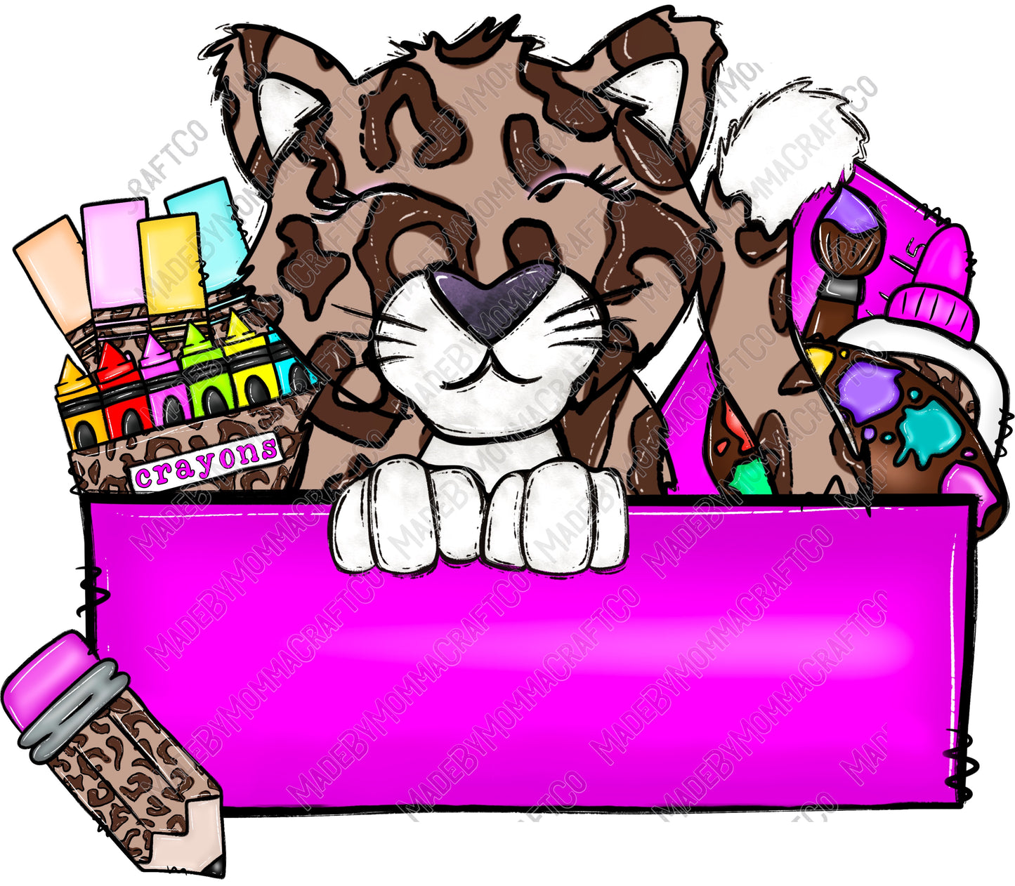 School Leopard - Back to School - Cheat Clear Waterslide™ or White Cast Sticker