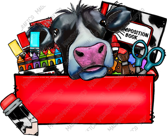 School Cow - Back to School - Cheat Clear Waterslide™ or White Cast Sticker