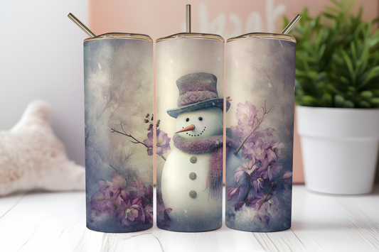 Pink Snowman 3 - Sublimation or Waterslide Wrap - 20oz and 30oz