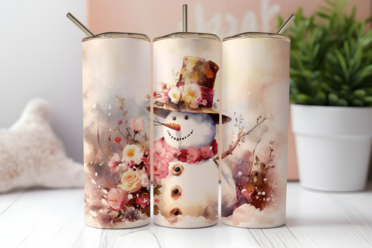 Pink Snowman 4 - Sublimation or Waterslide Wrap - 20oz and 30oz