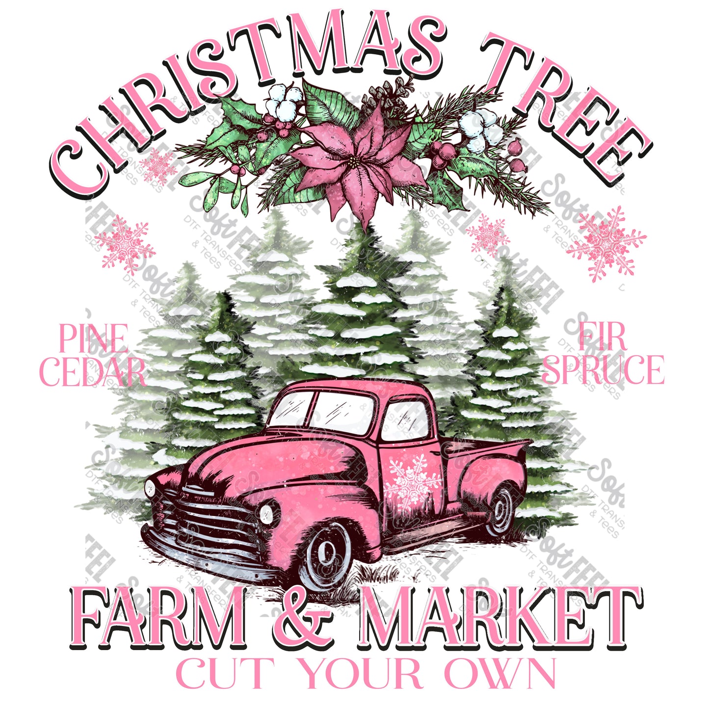 Pink Christmas Tree Market - Christmas - Direct To Film Transfer / DTF - Heat Press Clothing Transfer