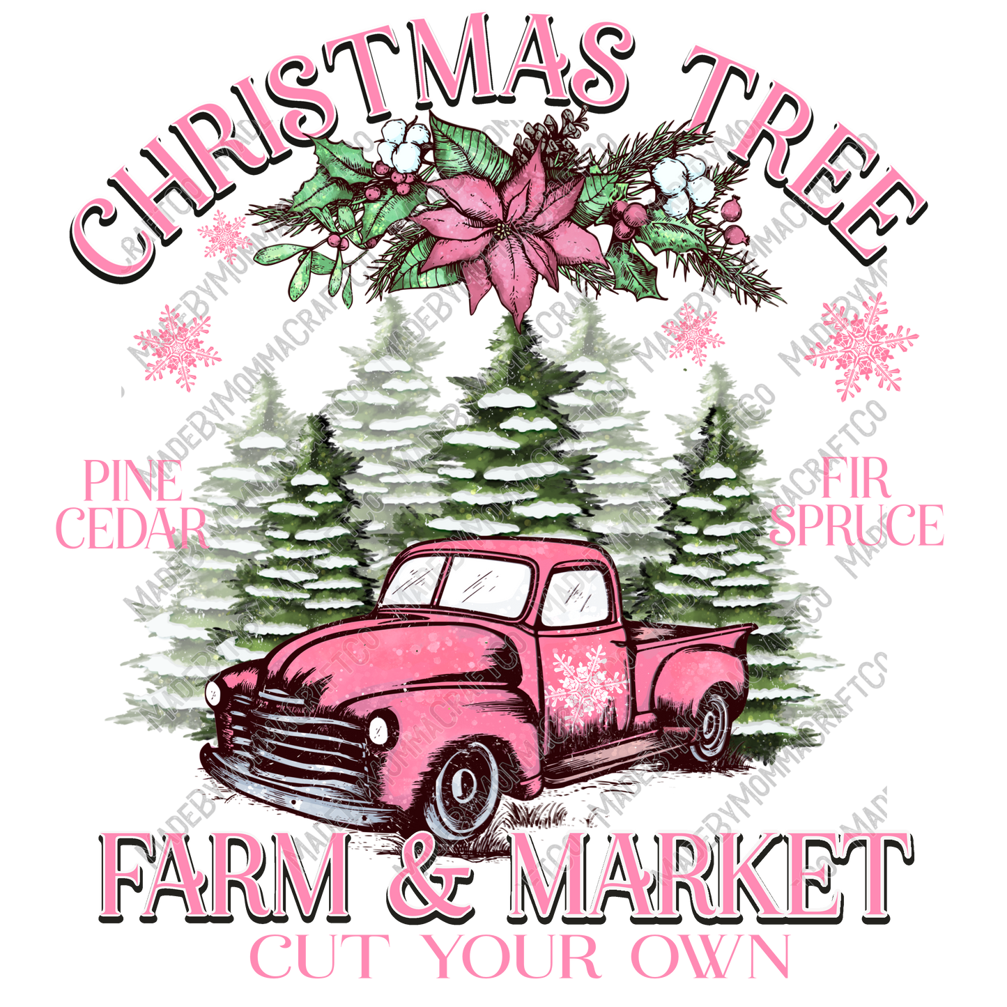 Pink Christmas Tree Market - Christmas - Cheat Clear Waterslide™ or White Cast Sticker