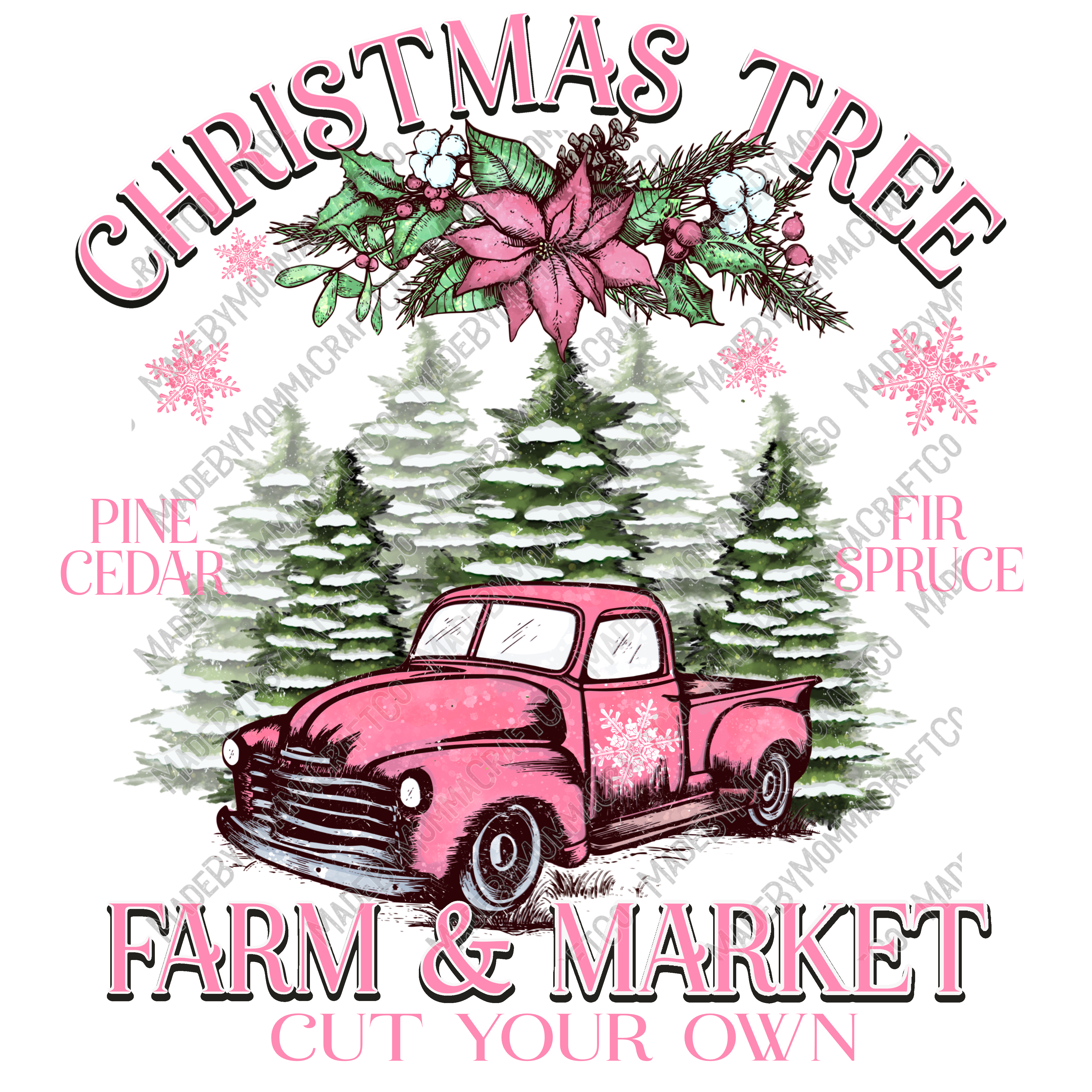 Pink Christmas Tree Market - Christmas - Cheat Clear Waterslide™ or White Cast Sticker