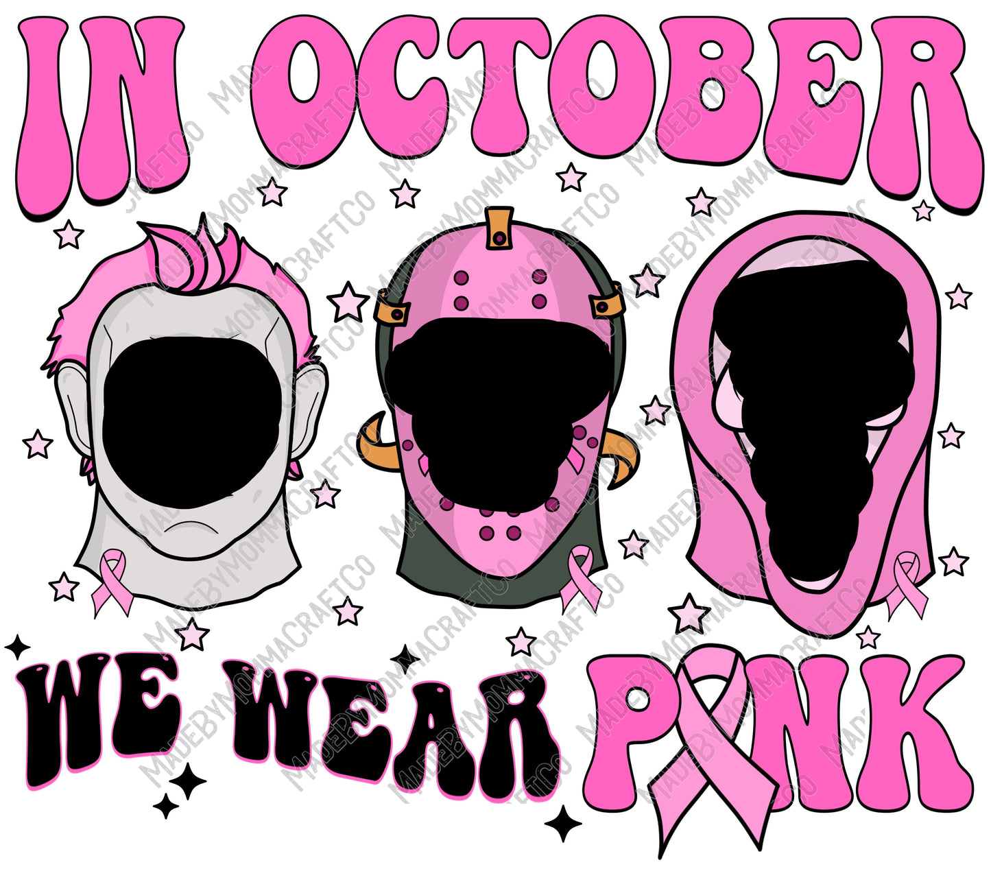 In October We Wear Pink Horror Killers - Cheat Clear Waterslide™ or White Cast Sticker