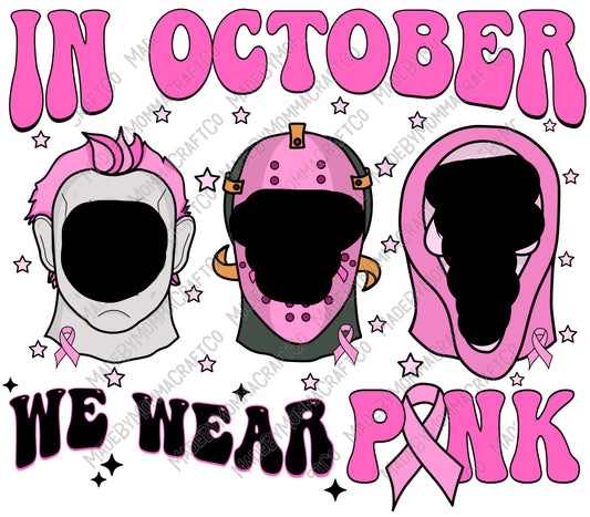 In October We Wear Pink Horror Killers - Cheat Clear Waterslide™ or White Cast Sticker