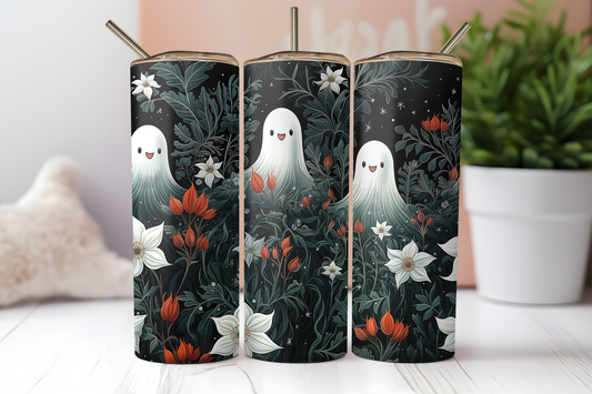 Poinsettia Ghost - Sublimation or Waterslide Wrap - 20oz and 30oz