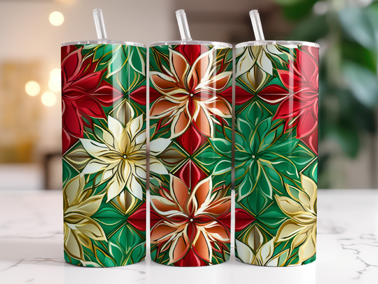 Poinsettia Pattern - Sublimation or Waterslide Wrap - 20oz and 30oz