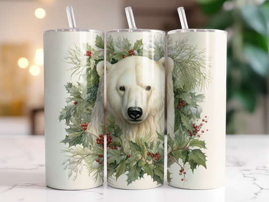 Polar Bear Christmas Wreath - Sublimation or Waterslide Wrap - 20oz and 30oz