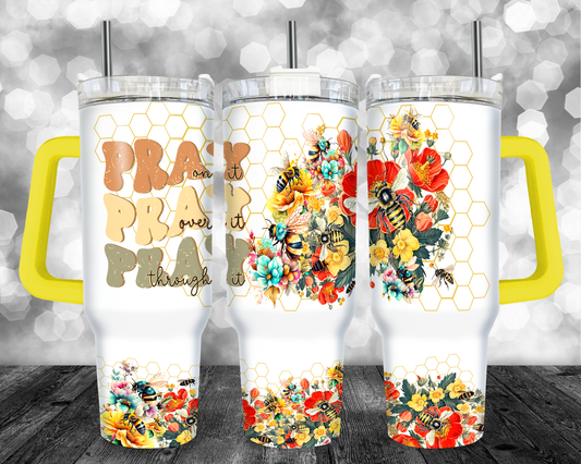 Pray - 40oz Handle Tumbler - Sublimation or Waterslide Wrap