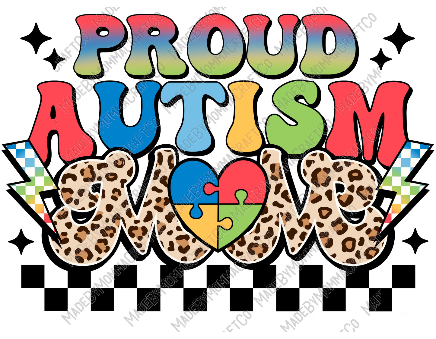 Proud Autism Mom- Cheat Clear Waterslide™ or White Cast Sticker