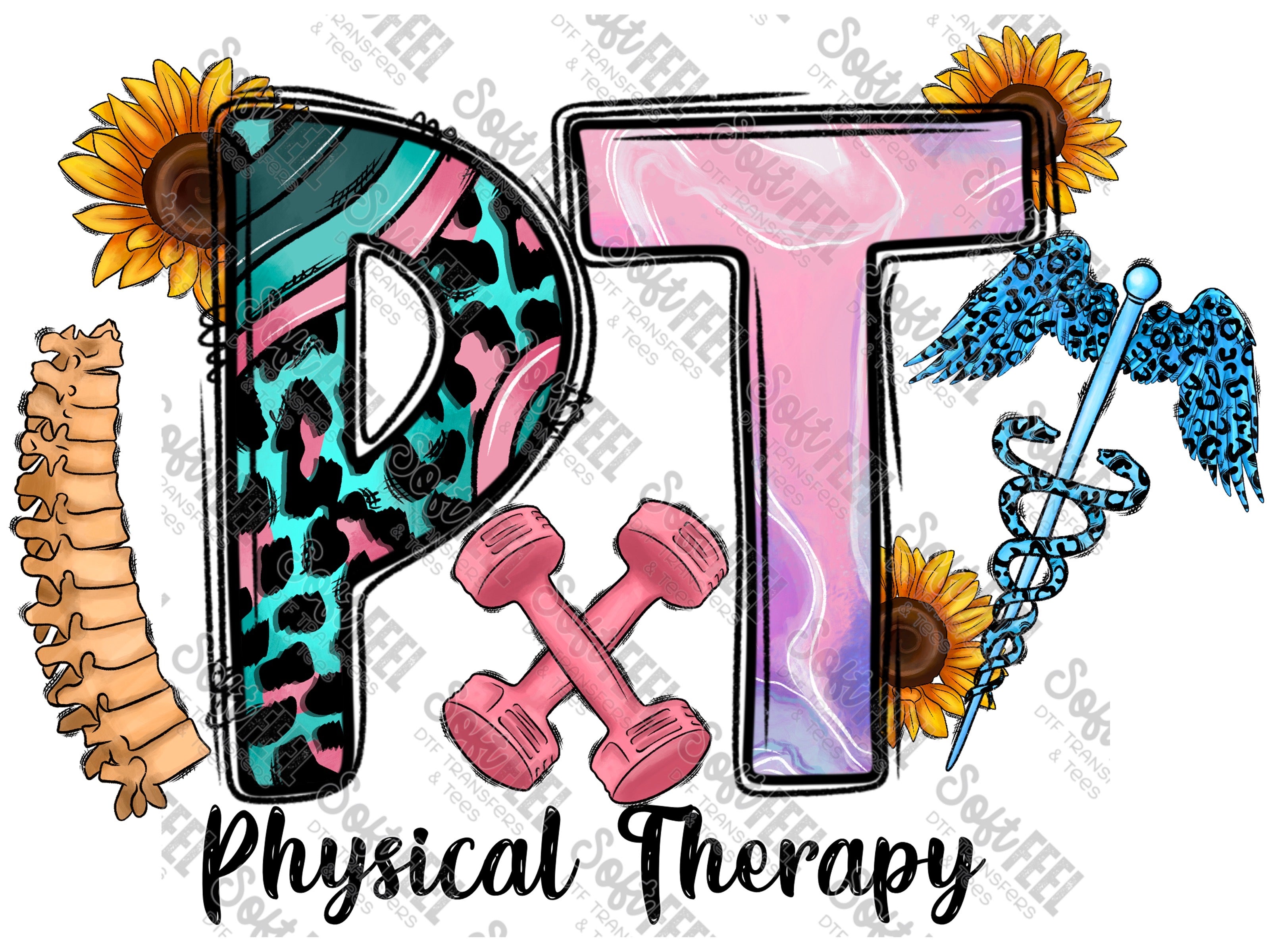 Pt Physical Therapy - Women&#39;s / Occupations - Direct To Film Transfer / DTF - Heat Press Clothing Transfer