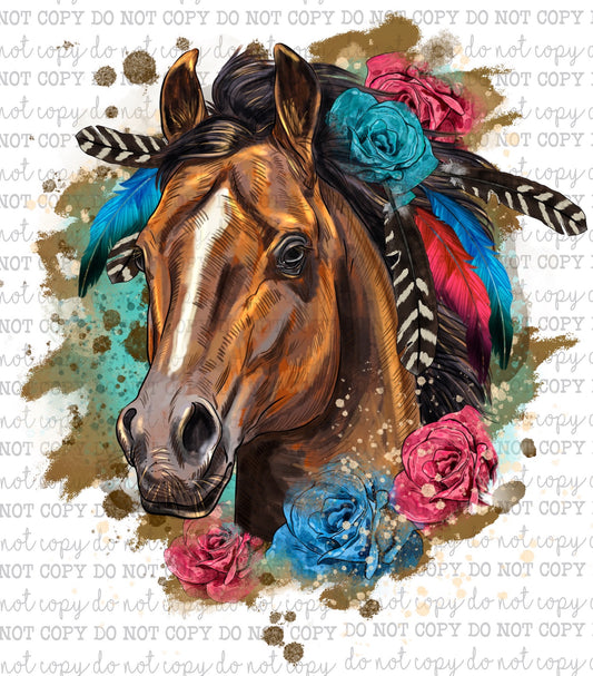 Quarter Horse Floral - Country Western - Cheat Clear Waterslide™ or White Cast Sticker