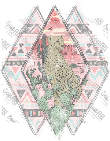 Desert Cheetah - Women&#39;s / Country Western - Direct To Film Transfer / DTF - Heat Press Clothing Transfer