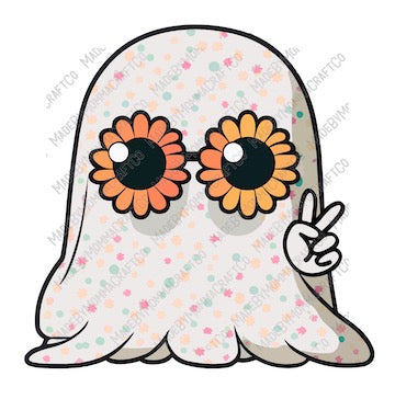 Retro Halloween Ghost - Cheat Clear Waterslide™ or White Cast Sticker