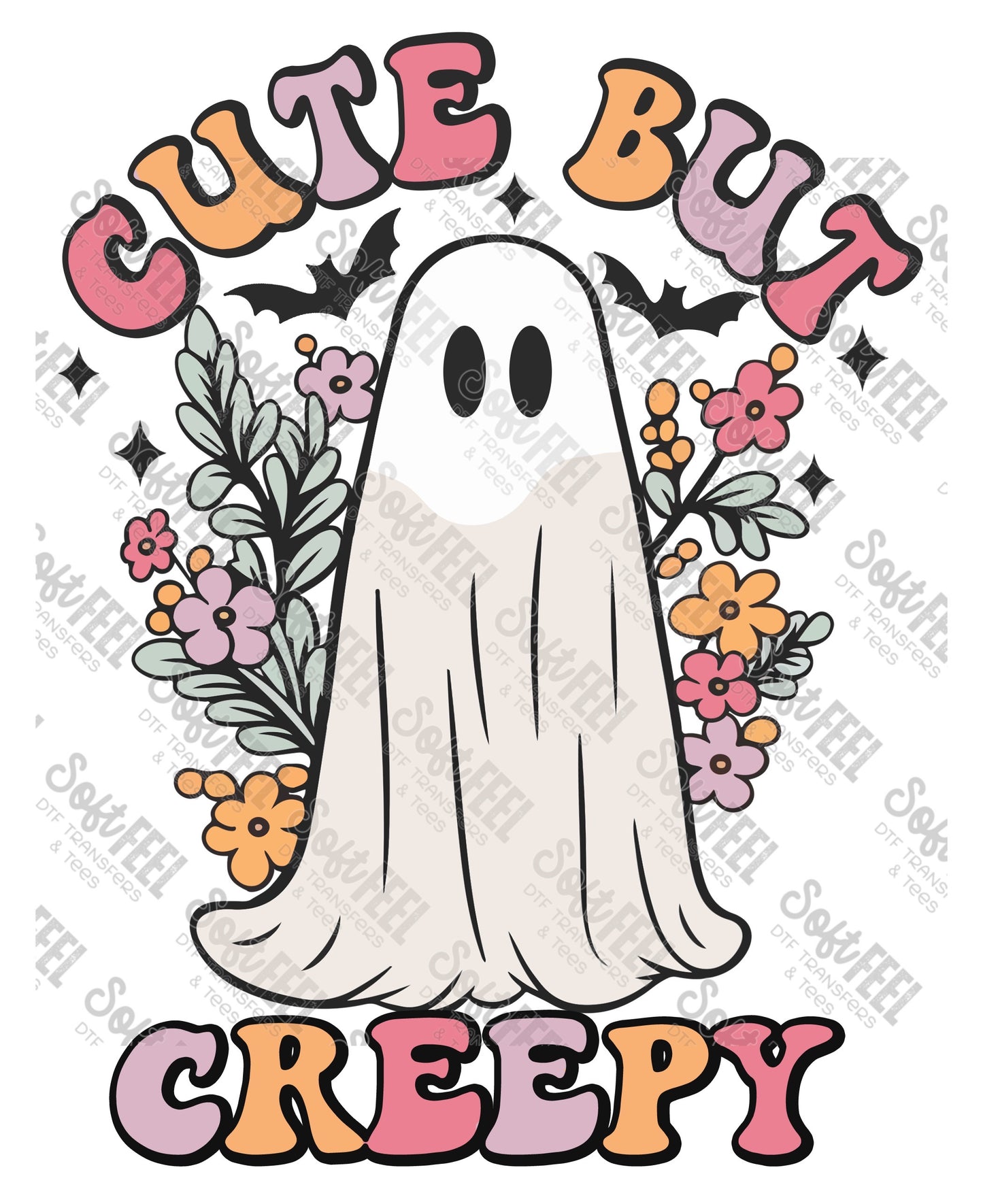 Cute But Creepy Ghost - Retro / Halloween - Direct To Film Transfer / DTF - Heat Press Clothing Transfer