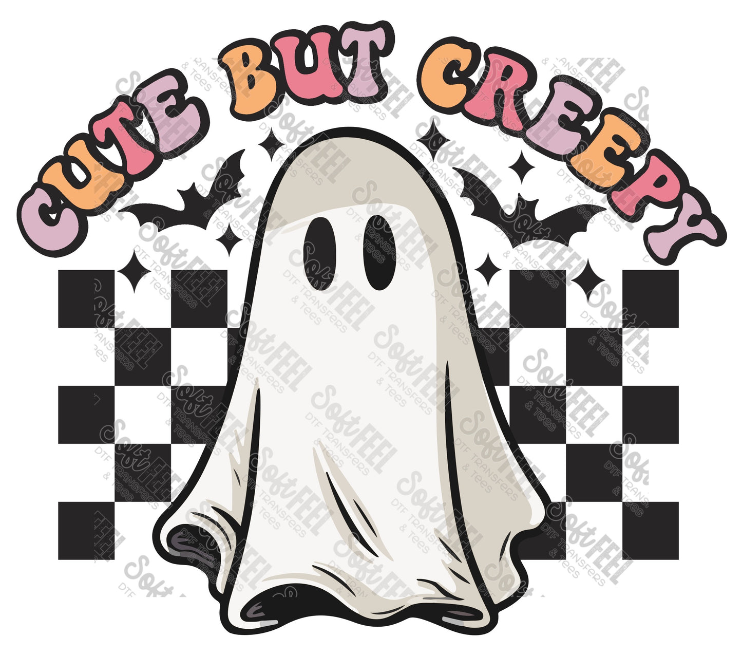 Cute but Creepy Ghost - Youth / Retro / Halloween - Direct To Film Transfer / DTF - Heat Press Clothing Transfer