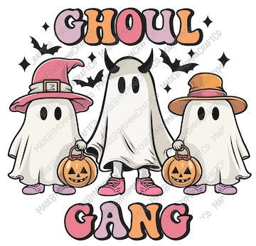 Ghoul Gang Retro Halloween Ghost - Cheat Clear Waterslide™ or White Cast Sticker