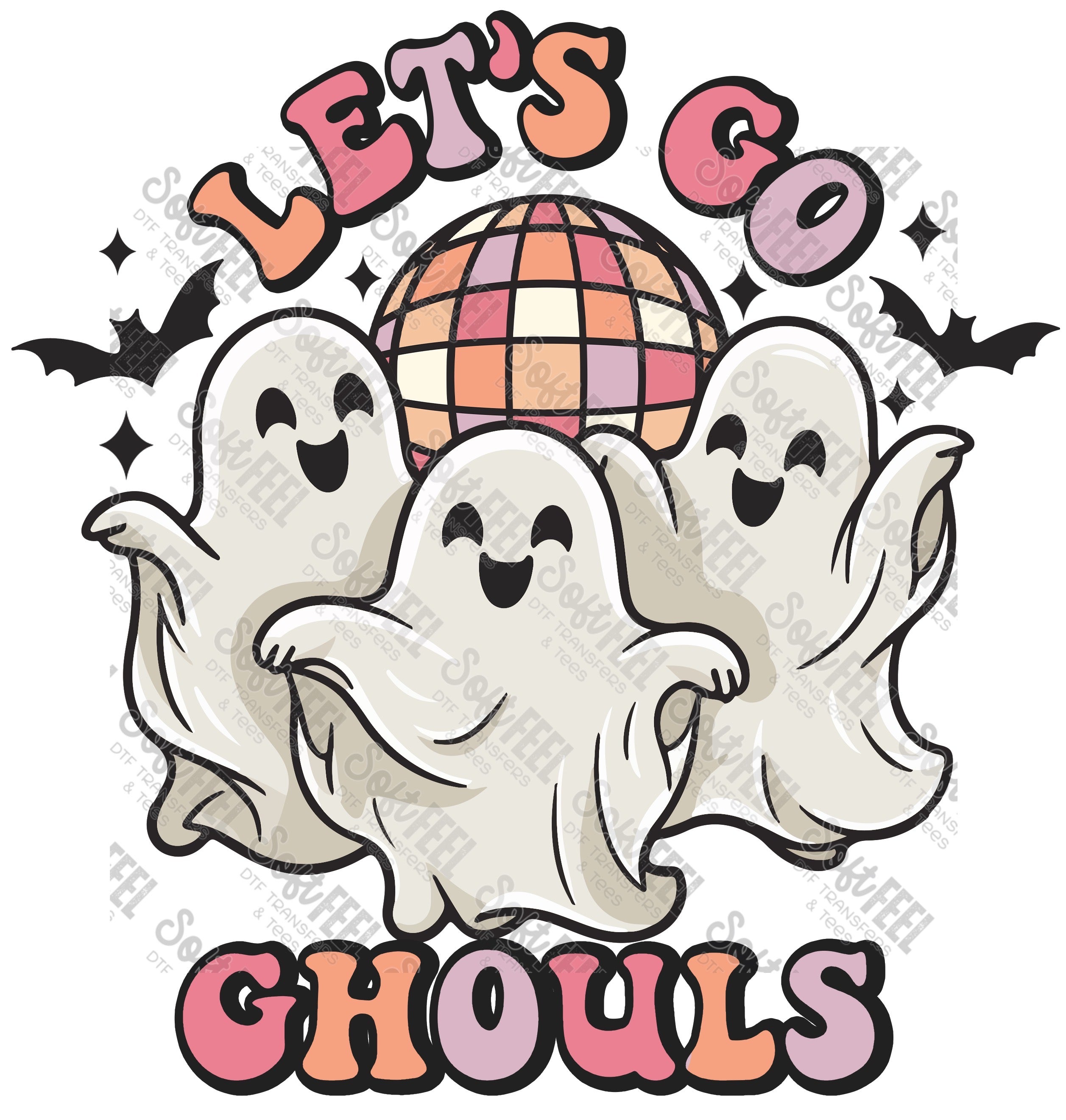 Let&#39;s Go Ghouls Ghost - Youth / Retro / Halloween - Direct To Film Transfer / DTF - Heat Press Clothing Transfer
