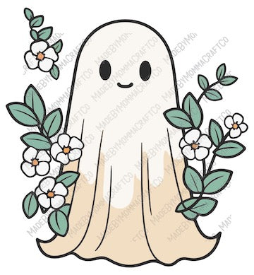 Retro Halloween Ghost - Cheat Clear Waterslide™ or White Cast Sticker