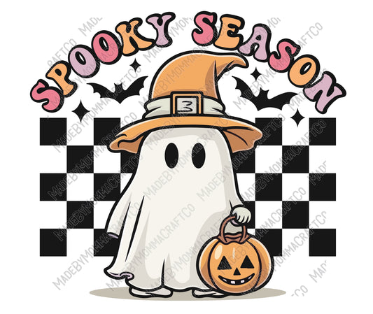 Spooky Season Ghost Retro - Halloween - Cheat Clear Waterslide™ or White Cast Sticker