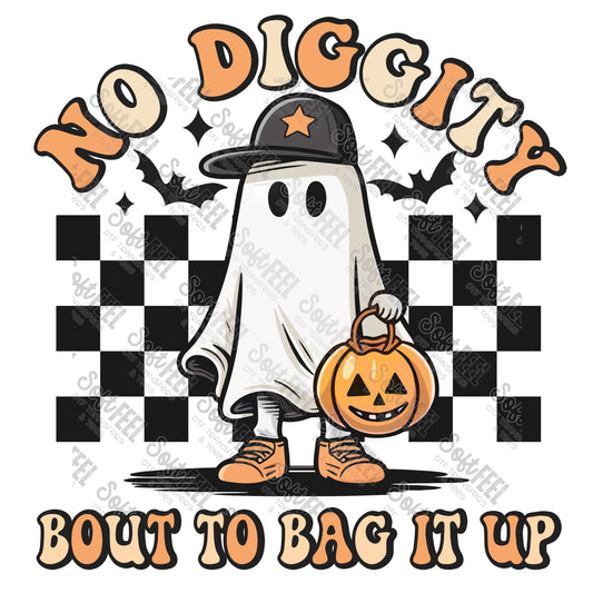 No Diggity Bout To Bag It Up Ghost - Retro / Halloween - Direct To Film Transfer / DTF - Heat Press Clothing Transfer