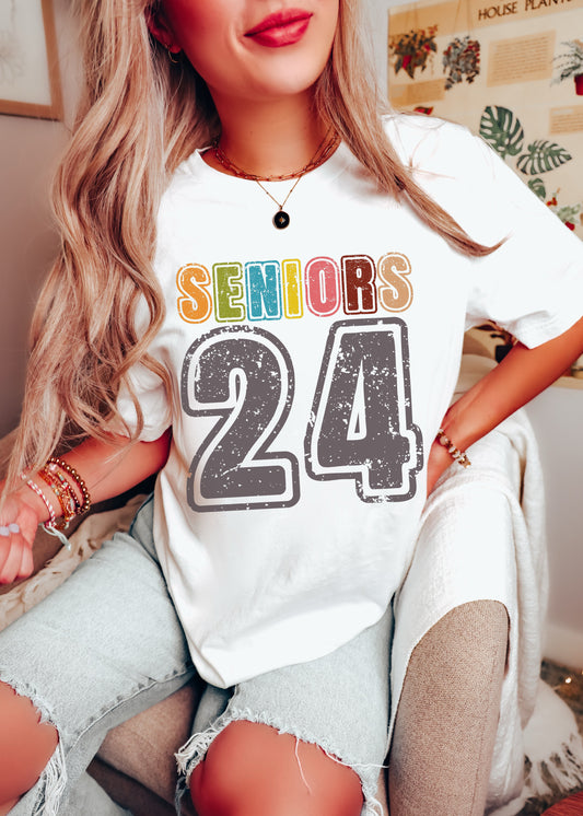 Seniors 2024 - Retro / School and Teacher - Direct To Film Transfer / DTF - Heat Press Clothing Transfer