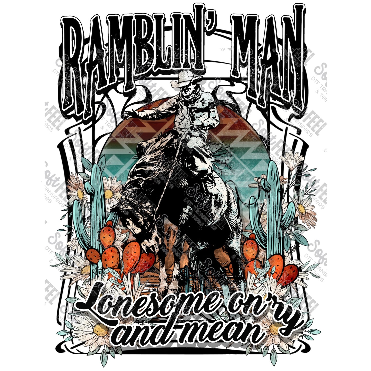 Ramblin' Man - Music/ Men's / Western - Direct To Film Transfer / DTF - Heat Press Clothing Transfer