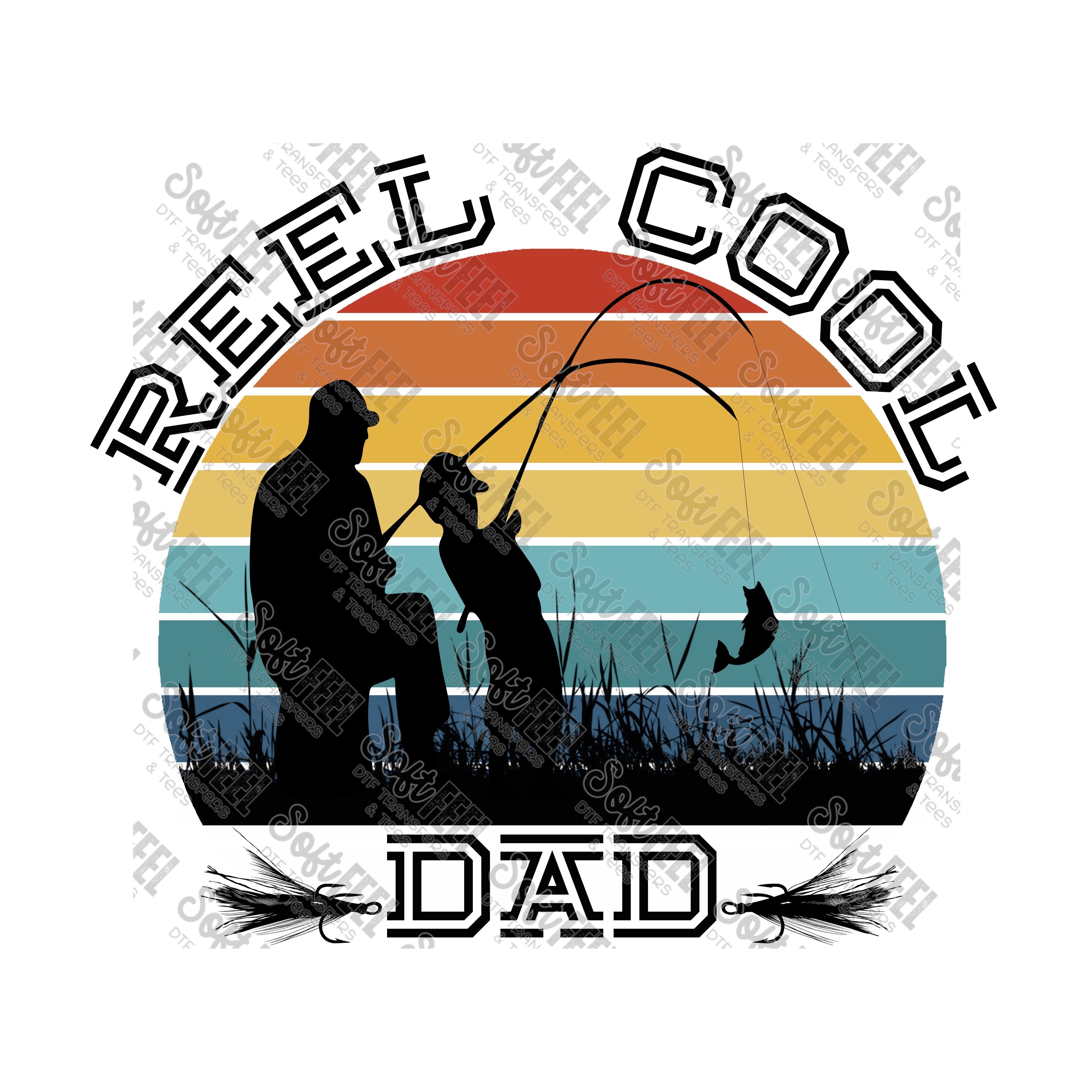 Reel Cool Dad Son - Men&#39;s / Fishing - Direct To Film Transfer / DTF - Heat Press Clothing Transfer