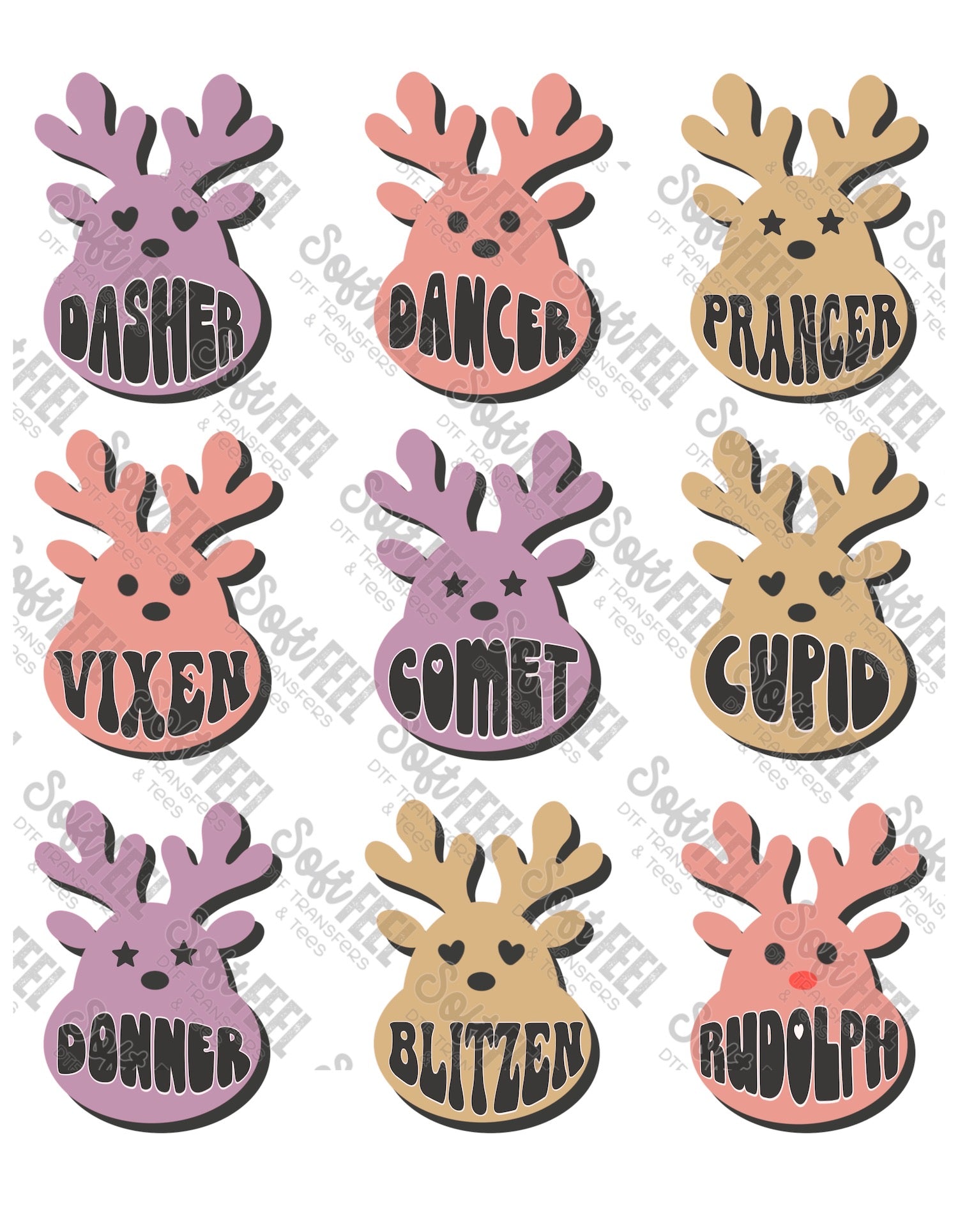 Reindeer 2 - Women&#39;s / Christmas / Retro / Youth - Direct To Film Transfer / DTF - Heat Press Clothing Transfer