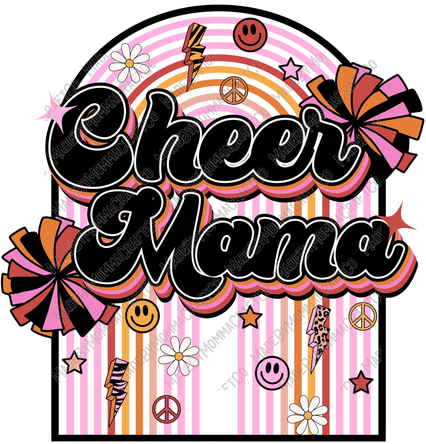 Cheer Mama Retro Rainbow - Cheat Clear Waterslide™ or White Cast Sticker