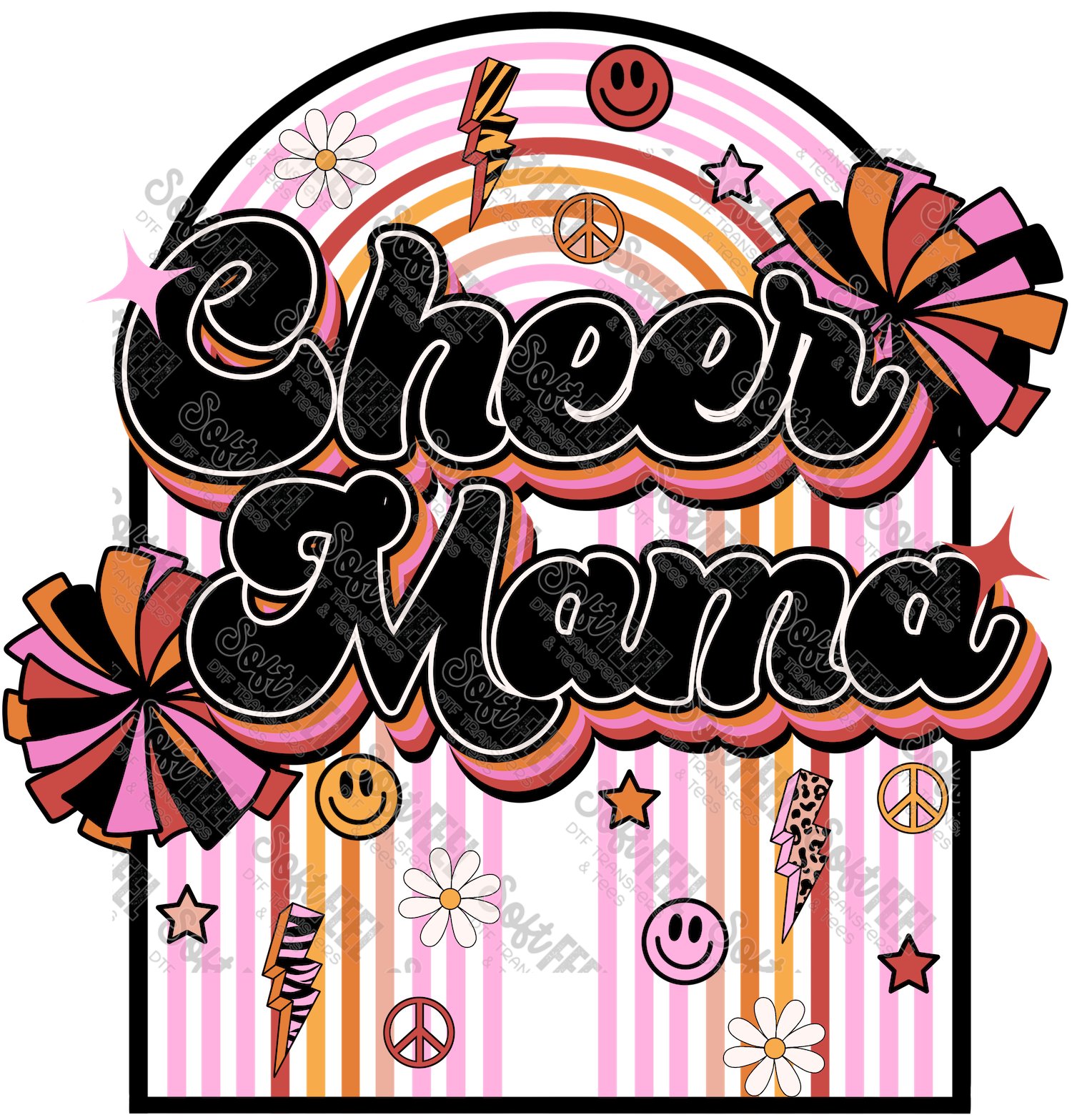 Cheer Mama - Retro / Youth/ Sports - Direct To Film Transfer / DTF - Heat Press Clothing Transfer