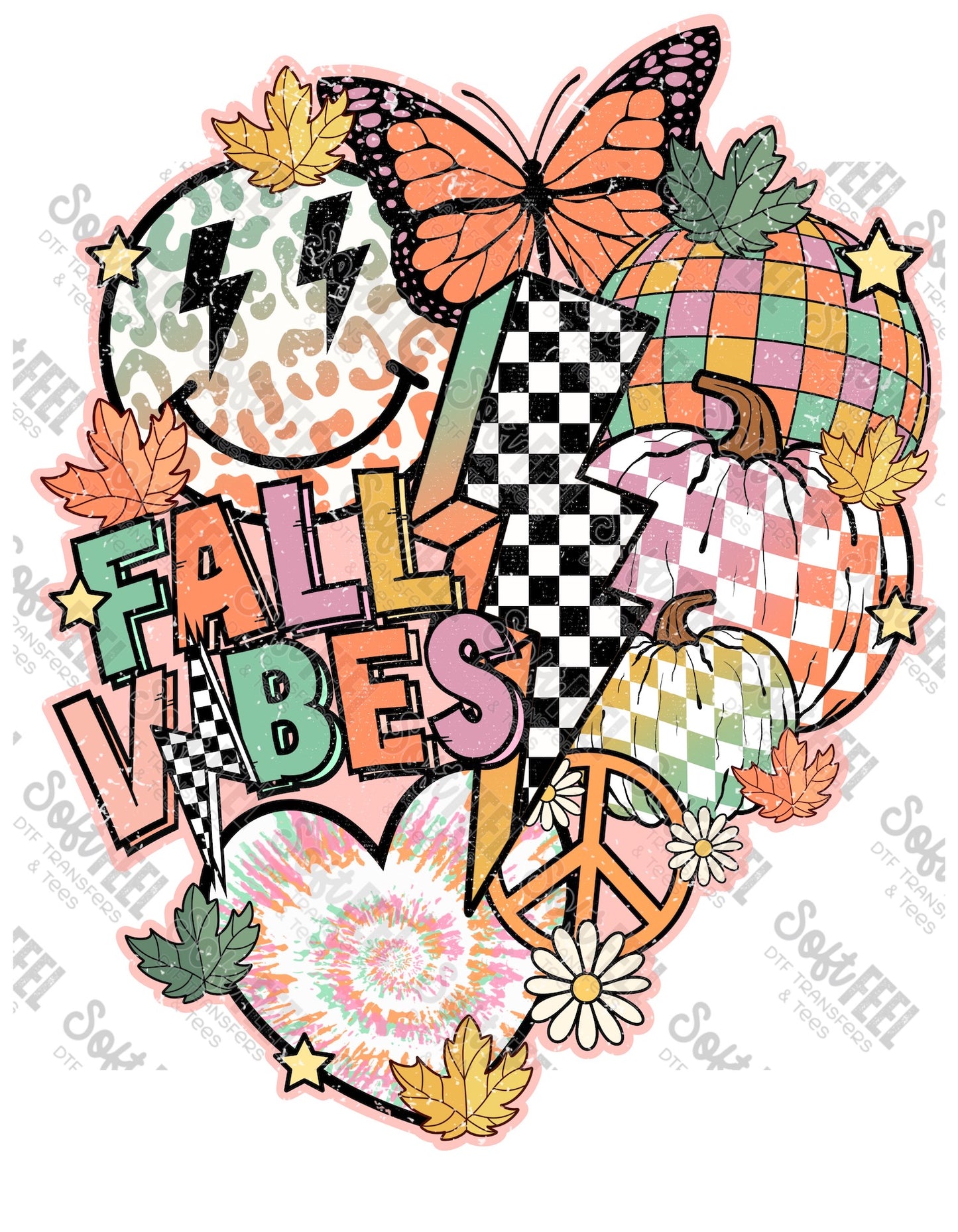 Fall Vibes - Youth / Retro / Fall - Direct To Film Transfer / DTF - Heat Press Clothing Transfer