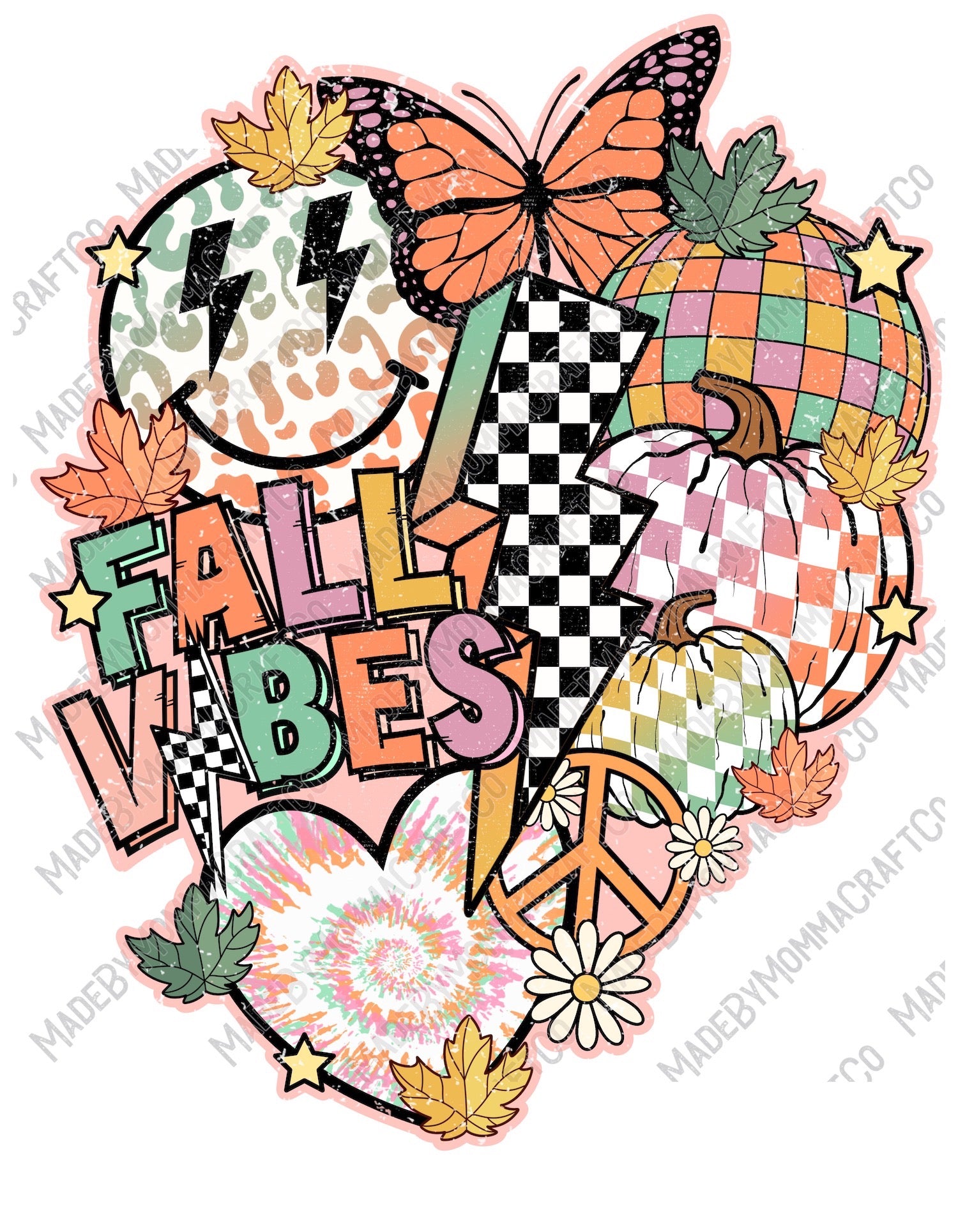 Retro Fall Vibes Collage Grunge - Fall - Cheat Clear Waterslide™ or White Cast Sticker
