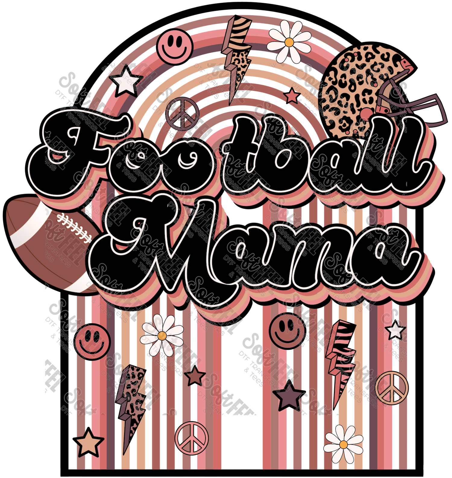 Football Mama - Retro / Youth/ Sports - Direct To Film Transfer / DTF - Heat Press Clothing Transfer
