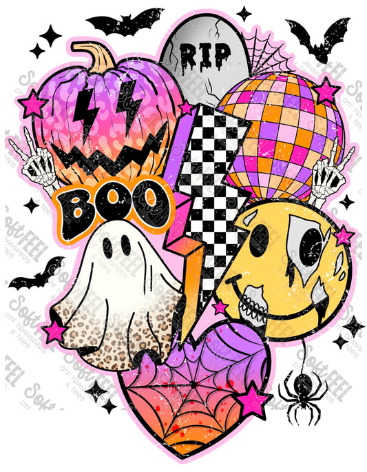 Retro Halloween Grunge Collage - Youth / Retro / Halloween - Direct To Film Transfer / DTF - Heat Press Clothing Transfer