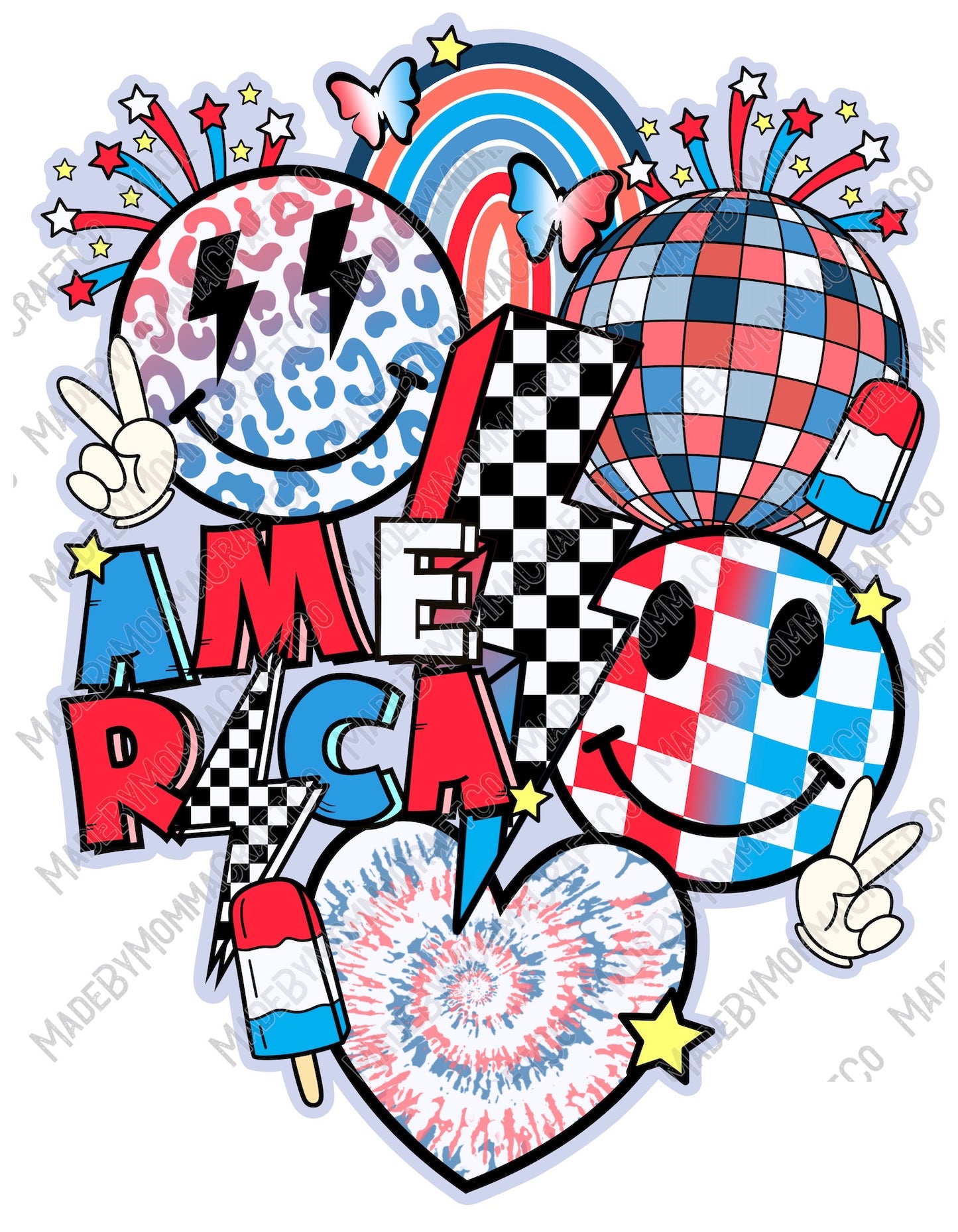 Retro 4th Of July Collage - Cheat Clear Waterslide™ or White Cast Sticker