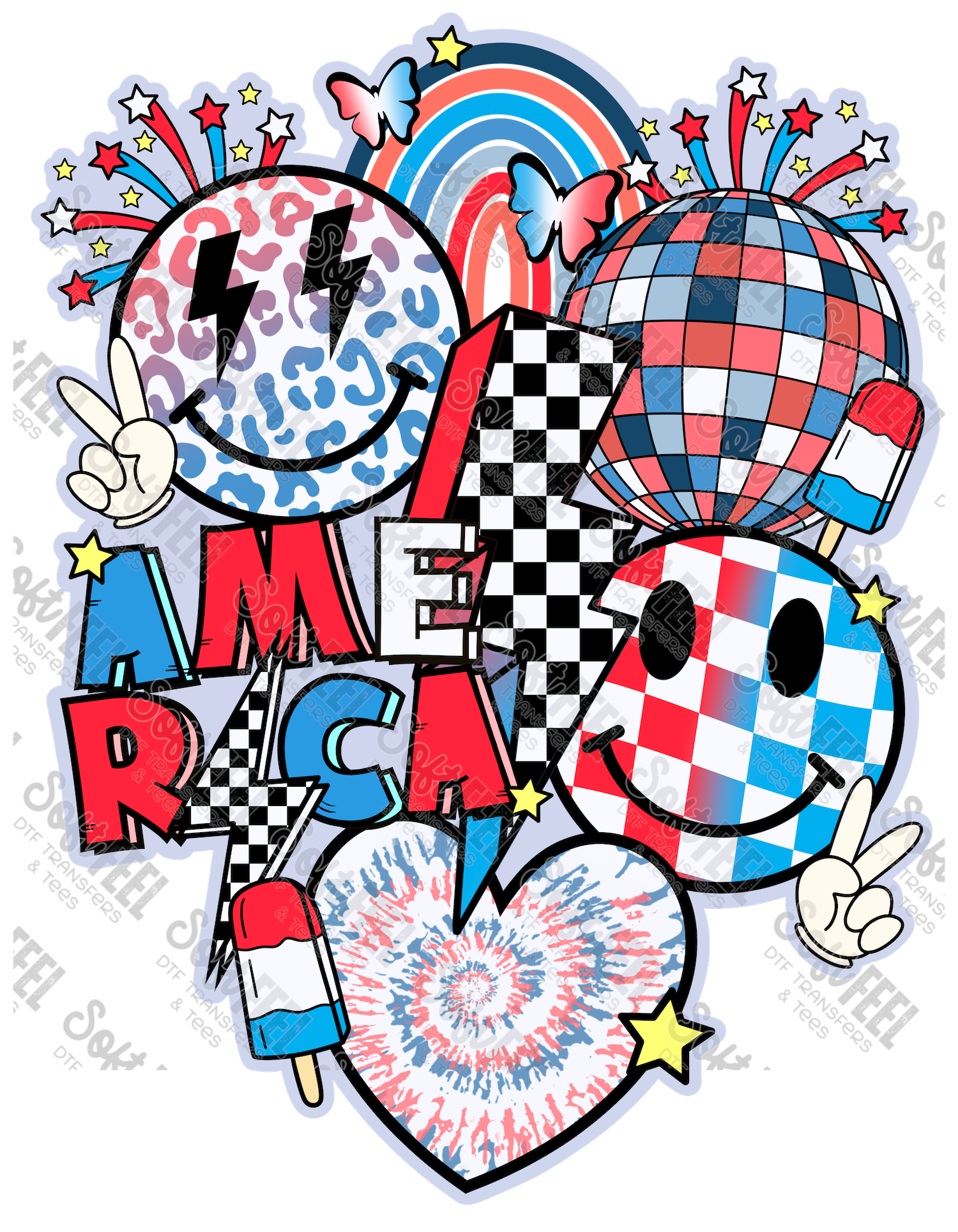 4th of July Collage - Retro / Youth - Direct To Film Transfer / DTF - Heat Press Clothing Transfer