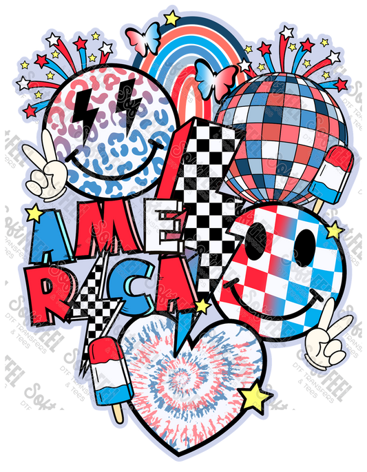 4th of July Collage - Retro / Youth - Direct To Film Transfer / DTF - Heat Press Clothing Transfer