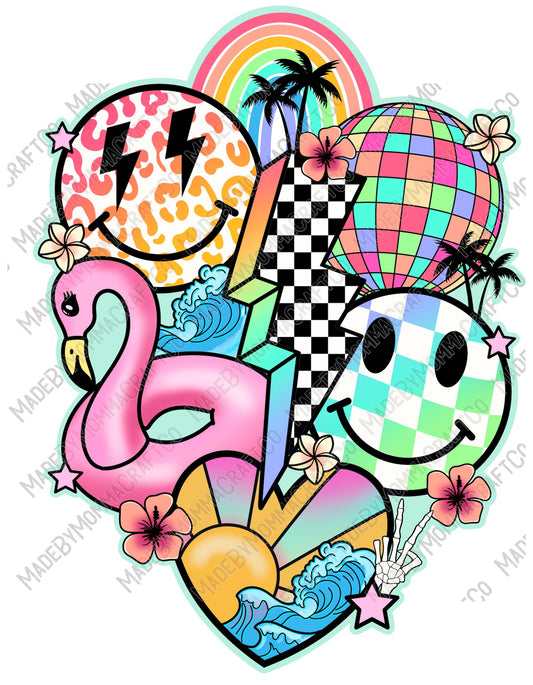 Retro Summer Collage - Cheat Clear Waterslide™ or White Cast Sticker