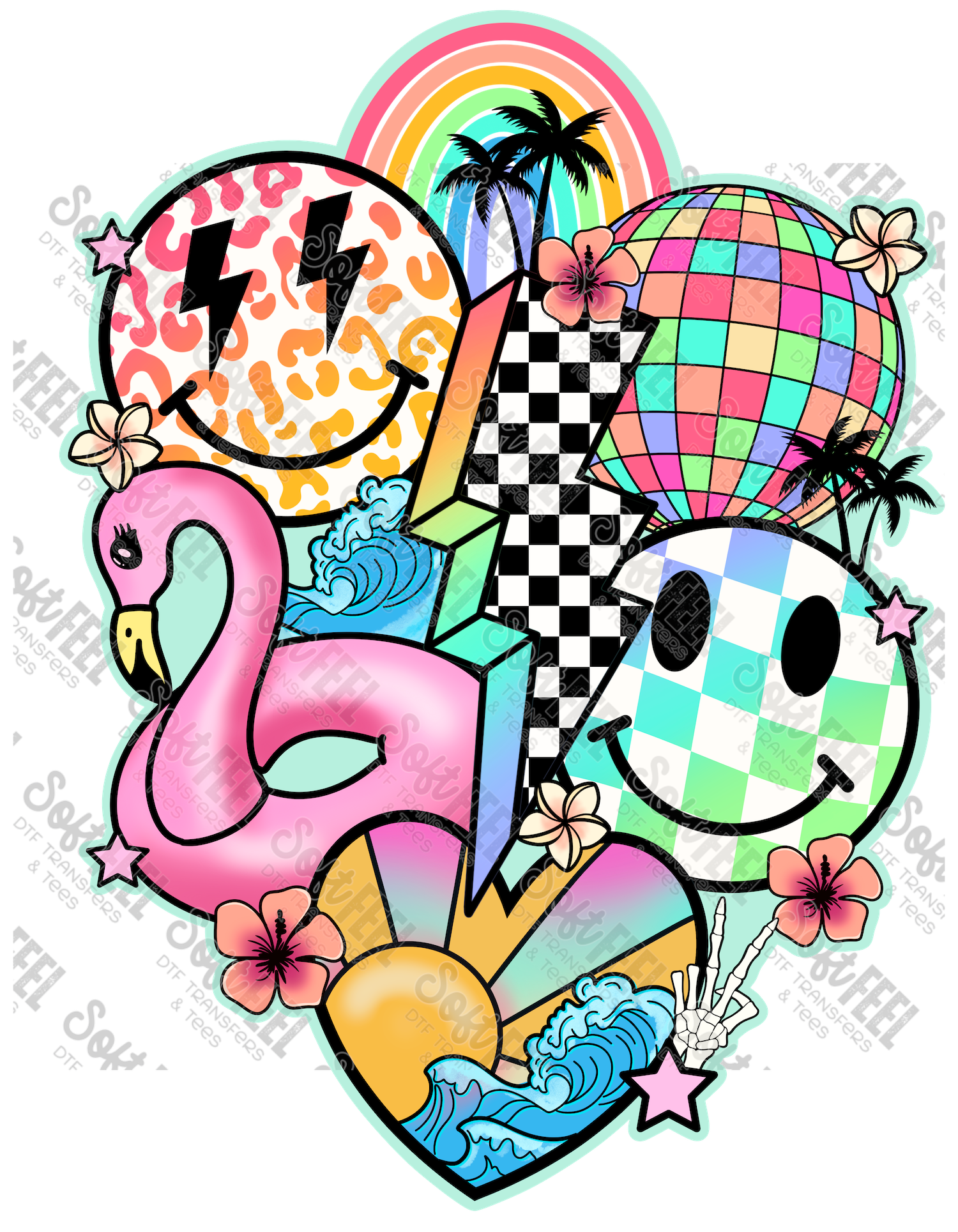 Summer Collage - Retro / Youth - Direct To Film Transfer / DTF - Heat Press Clothing Transfer