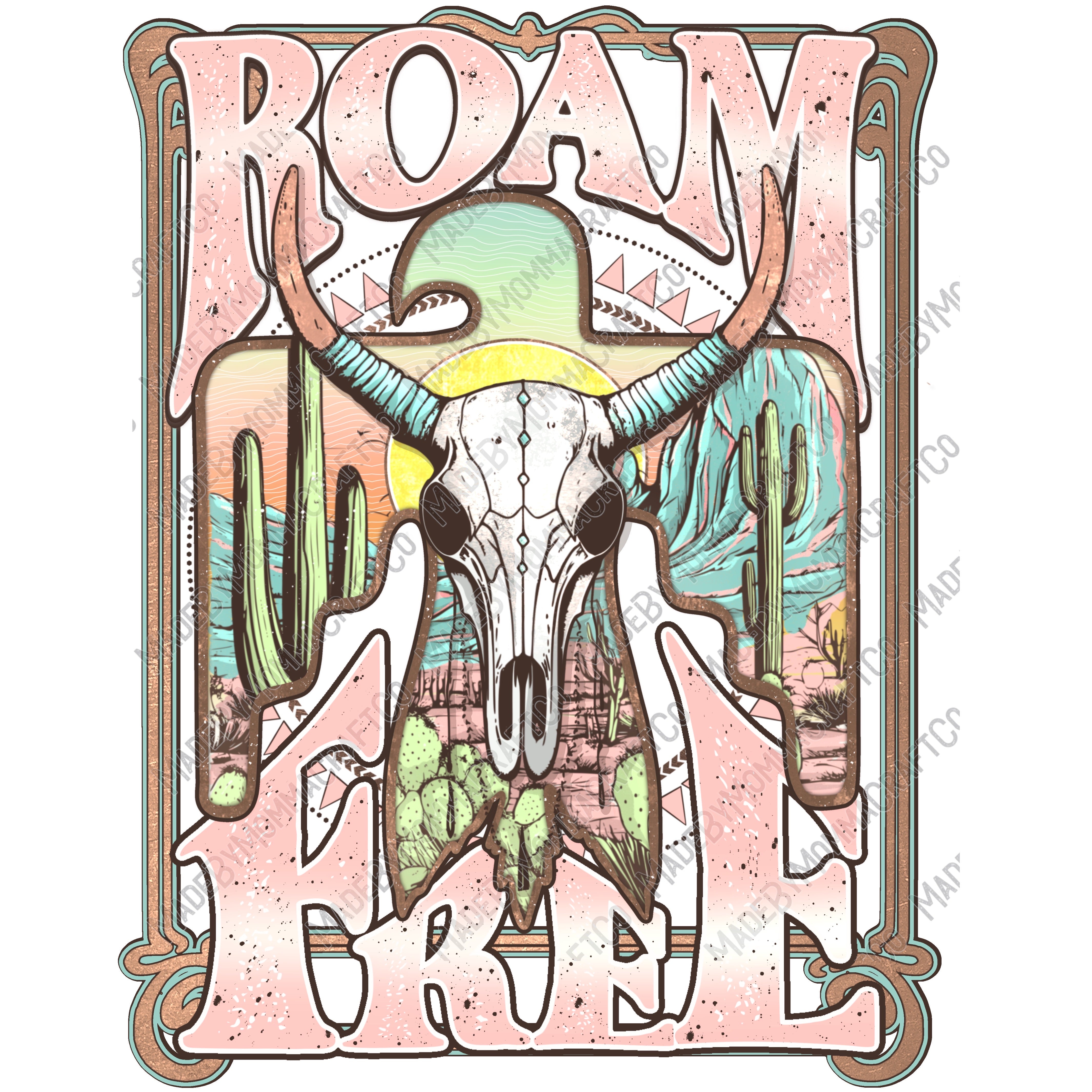 Roam Free Desert Skull - Summer - Country Western - Cheat Clear Waterslide™ or White Cast Sticker
