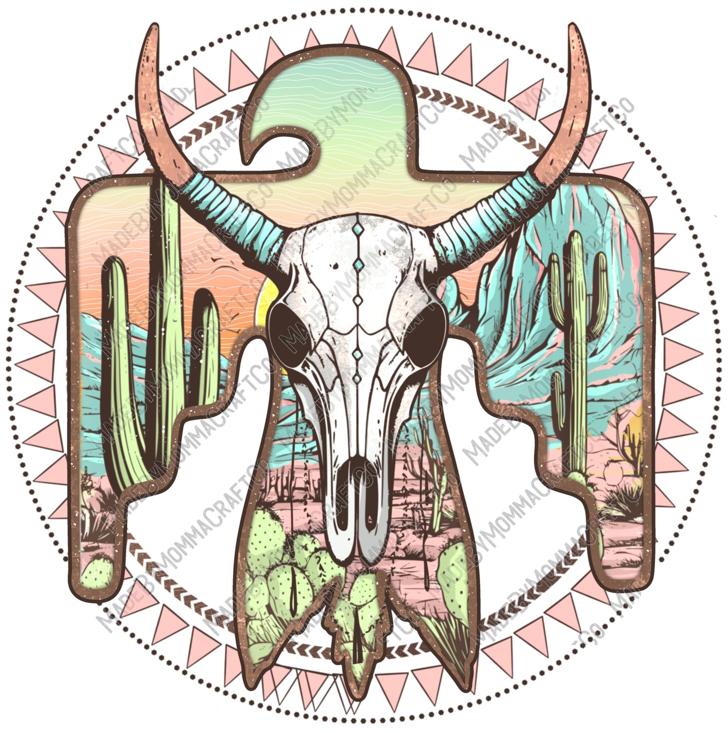 Desert Thunderbird Skull - Country Western - Cheat Clear Waterslide™ or White Cast Sticker